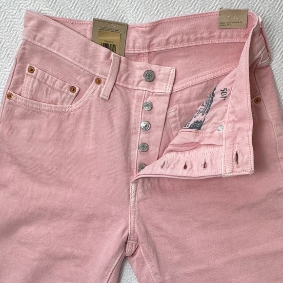 NWT Levi's 501 Original Fit High Rise Straight Jeans Pale Pink Women's W27 L30 - Picture 9 of 12